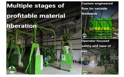 Full-scale ASR metal recovery system installed by ERS, featuring Robi Separation Tables, Turbo Mills, MC Mill, and optimized ducting for maximum scrap yield