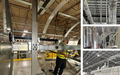 ERS dust and scrap collection system being installed for Göpfert HBL VTS rotary die cutter