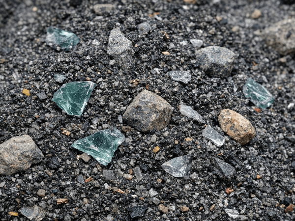 Engineered Recycling Systems ASR fines contamination with glass and rocks and how early removal improves system performance and reduces wear throughout the recycling process.