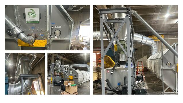 Engineered Recycling Systems commissioning corrugated scrap conveyance system with integrated trim removal and dust control for packaging operations