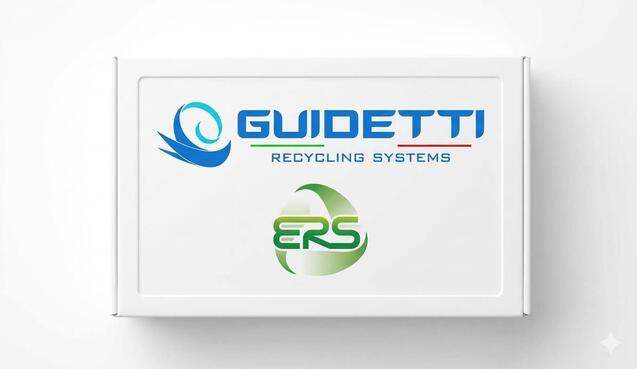 Guidetti Robi dry separation table and PMG pre-shredder side-by-side in a clean U.S. recycling plant with a technician inspecting the machines.