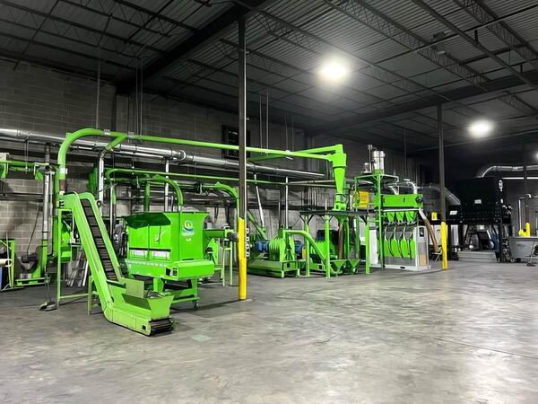 Guidetti chop lines at ERS, showing a complete cable chopping and copper recovery line with granulation, aspiration and separation stages.