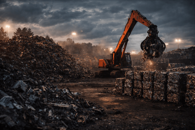 Article discussing how Section 232 tariffs increase the value of domestic scrap processing and highlight ERS engineered systems for shearing, shredding, sorting, and baling.