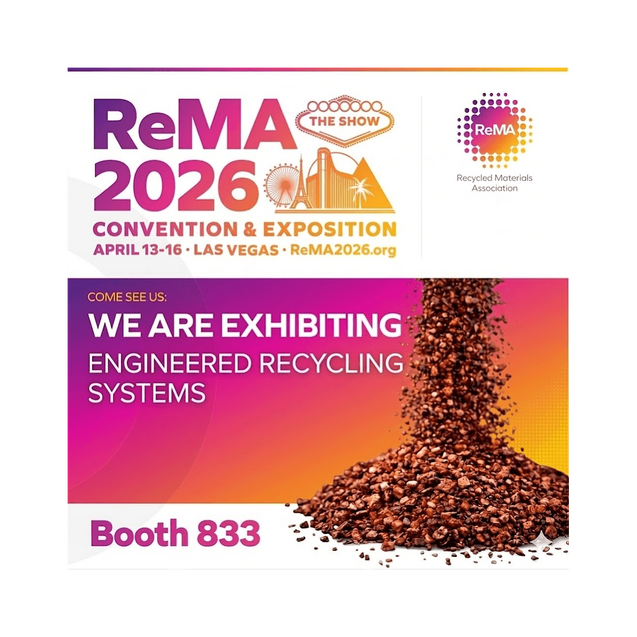 Engineered Recycling Systems displays Robi 71 and Turbo Mill 625/4 at ReMA 2026 Booth 833