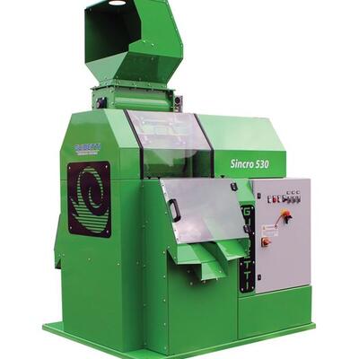 Guidetti Sincro 530 utilized by Engineered Recycling Systems — compact cable and radiator granulator designed for high-efficiency recovery of copper and aluminum, featuring turbo mill, zigzag separator, and dry separation table, with manual or automated f