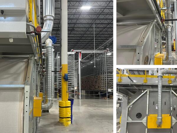 Engineered Recycling Systems high-efficiency dust collection filter installed in a paper and hygiene processing facility, designed to capture fine particulate matter during converting and packaging operations.