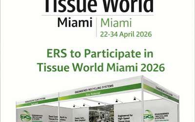 Engineered Recycling Systems LLC presenting engineered trim, matrix, dust and scrap removal technologies for high‑speed tissue converting operations at Tissue World Miami 2026, highlighting stable conveying performance, clean production environments and c