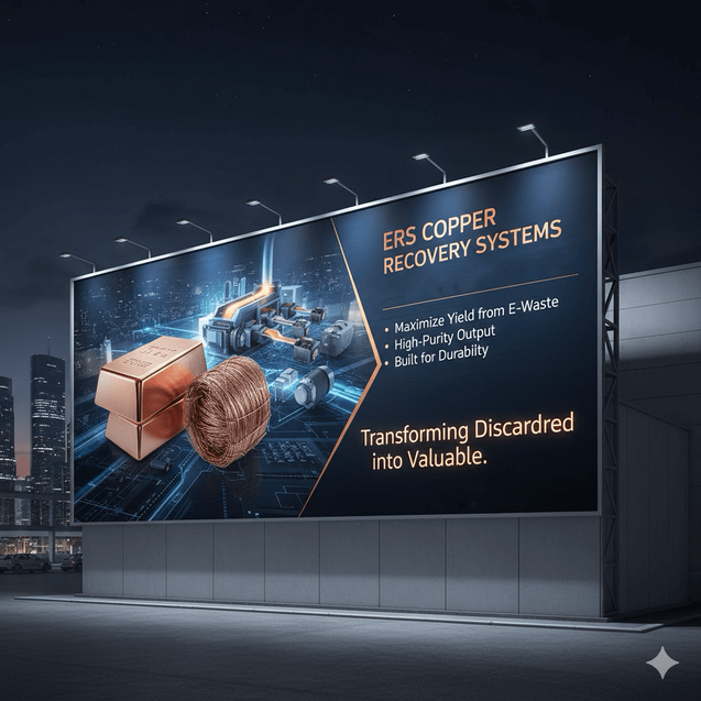 ERS Copper Recovery Systems address 2025 recycling trends, maximizing high-purity copper yield from electric motors and e-waste to support electrification demand and circular economy goals.