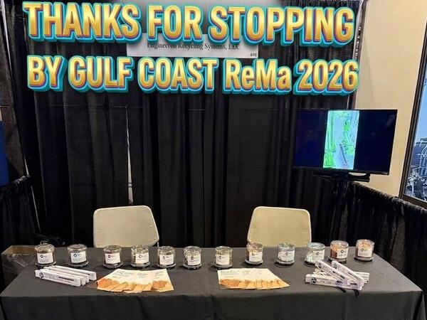 ERS Engineered Recycling Systems LLC thanking visitors at the Gulf Coast ReMa 2026 event while highlighting copper wire and cable recovery technology.