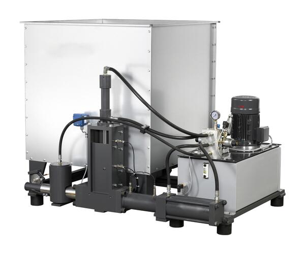 WEIMA C 150 / C 170 Briquette Presses by Engineered Recycling Systems — compact hydraulic machines designed for low-throughput compaction of wood chips, paper dust, and biomass into solid briquettes, featuring vertical pre-compaction, Siemens PLC control,