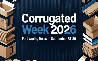 Corrugated Week 2026 graphic for the TAPPI and AICC corrugated packaging event in Fort Worth, Texas, September 28 to 30