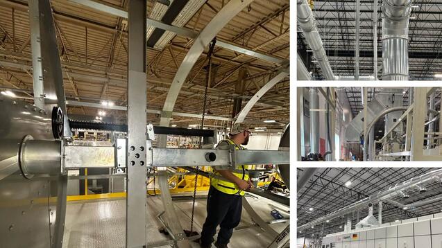 ERS dust and scrap collection system being installed for Göpfert HBL VTS rotary die cutter