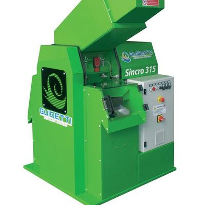 Guidetti Sincro 315 utilized by Engineered Recycling Systems — compact cable granulator designed for processing rigid and flexible copper and aluminum cables, featuring zigzag separator, turbo mill, and dry separation table for high-purity metal recovery
