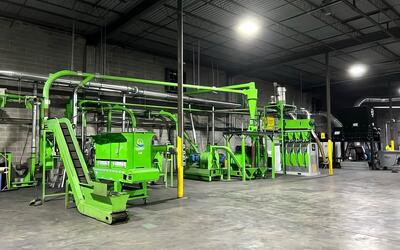 Guidetti chop lines at ERS, showing a complete cable chopping and copper recovery line with granulation, aspiration and separation stages.