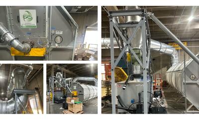Engineered Recycling Systems commissioning corrugated scrap conveyance system with integrated trim removal and dust control for packaging operations