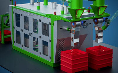 MRP 560 separation box inside an ERS‑engineered non‑ferrous refining line, showing densimetric metal and plastic fraction separation with integrated Guidetti technology.