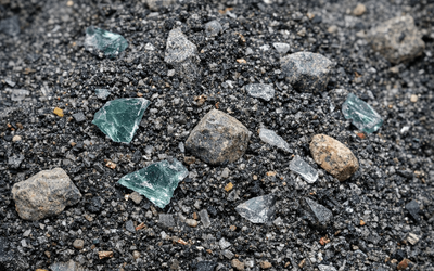 Engineered Recycling Systems ASR fines contamination with glass and rocks and how early removal improves system performance and reduces wear throughout the recycling process.