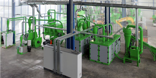 Engineered Recycling Systems WEEE and car fluff processing system — compact solution for recovering metals from electronic waste and automotive shredder residue with advanced separation and dust control
