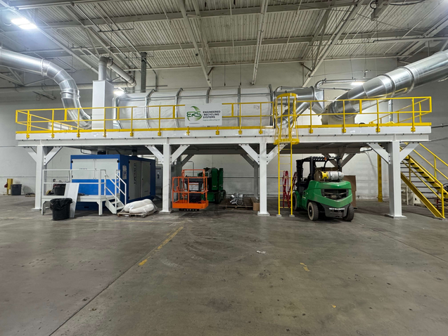RS dust and scrap collection system being installed at a tissue manufacturing plant, supporting clean air and efficient production.