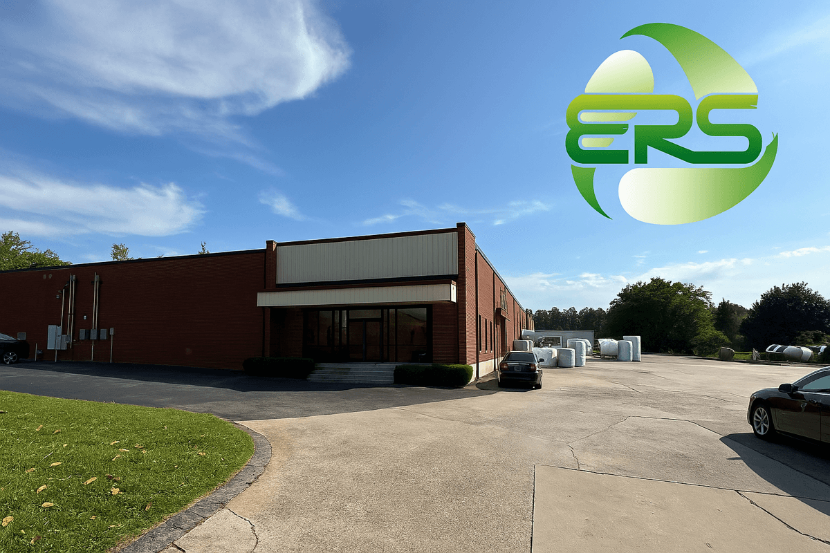 Exterior view of Engineered Recycling Systems LLC headquarters in Atlanta, Georgia, featuring modern industrial architecture and branded signage at 5010 McDougall Drive SW; represents ERS’s leadership in recycling innovation and expansion in 2025.